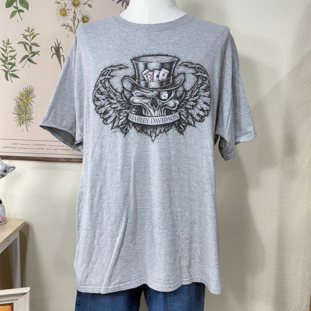 Y2k Harley Davidson Skull Dice Motorcycle Las Vegas T-Shirt Biker Grunge 2XL